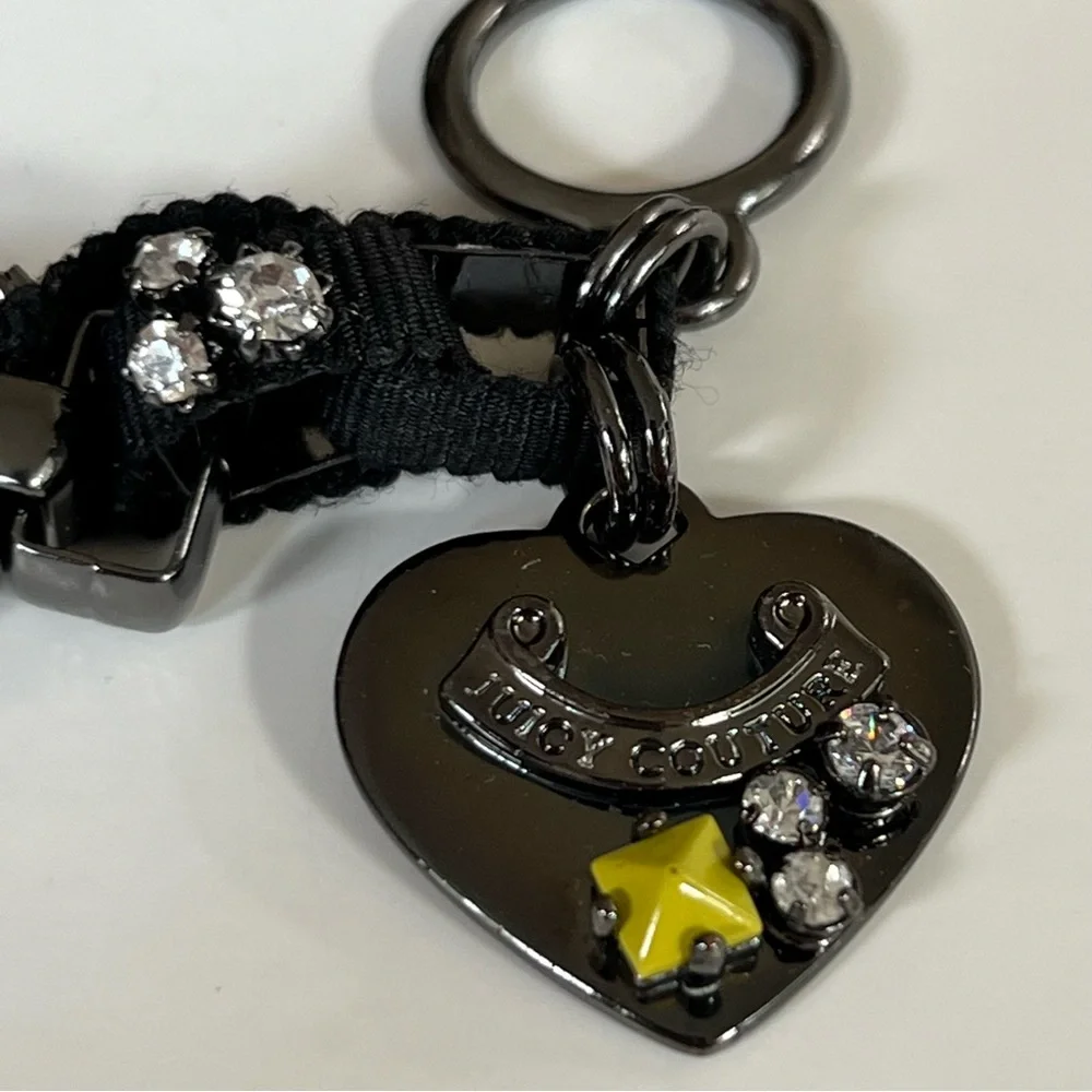 NWOT Juicy Couture Hematite Toggle Bracelet w/ Ribbon, Crystals, & Neon Studs